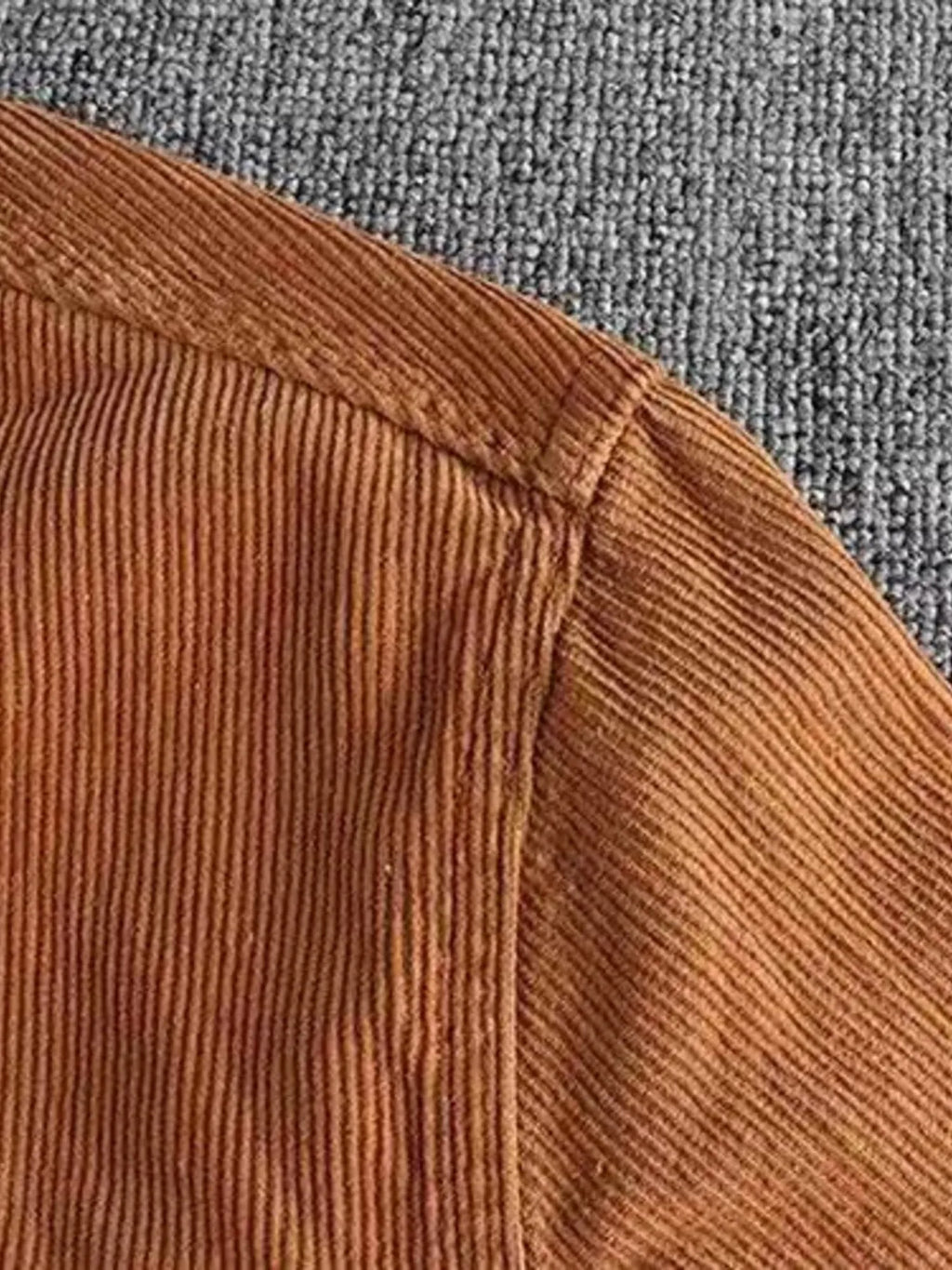 Brown Corduroy Long Sleeve Button Up Shirt for MEN.