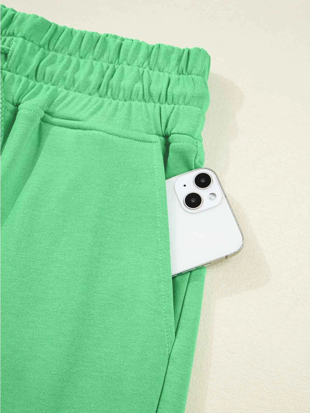 Drop Shoulder Puff Sleeve Crop Top and Drawstring Wide Leg Pants Set