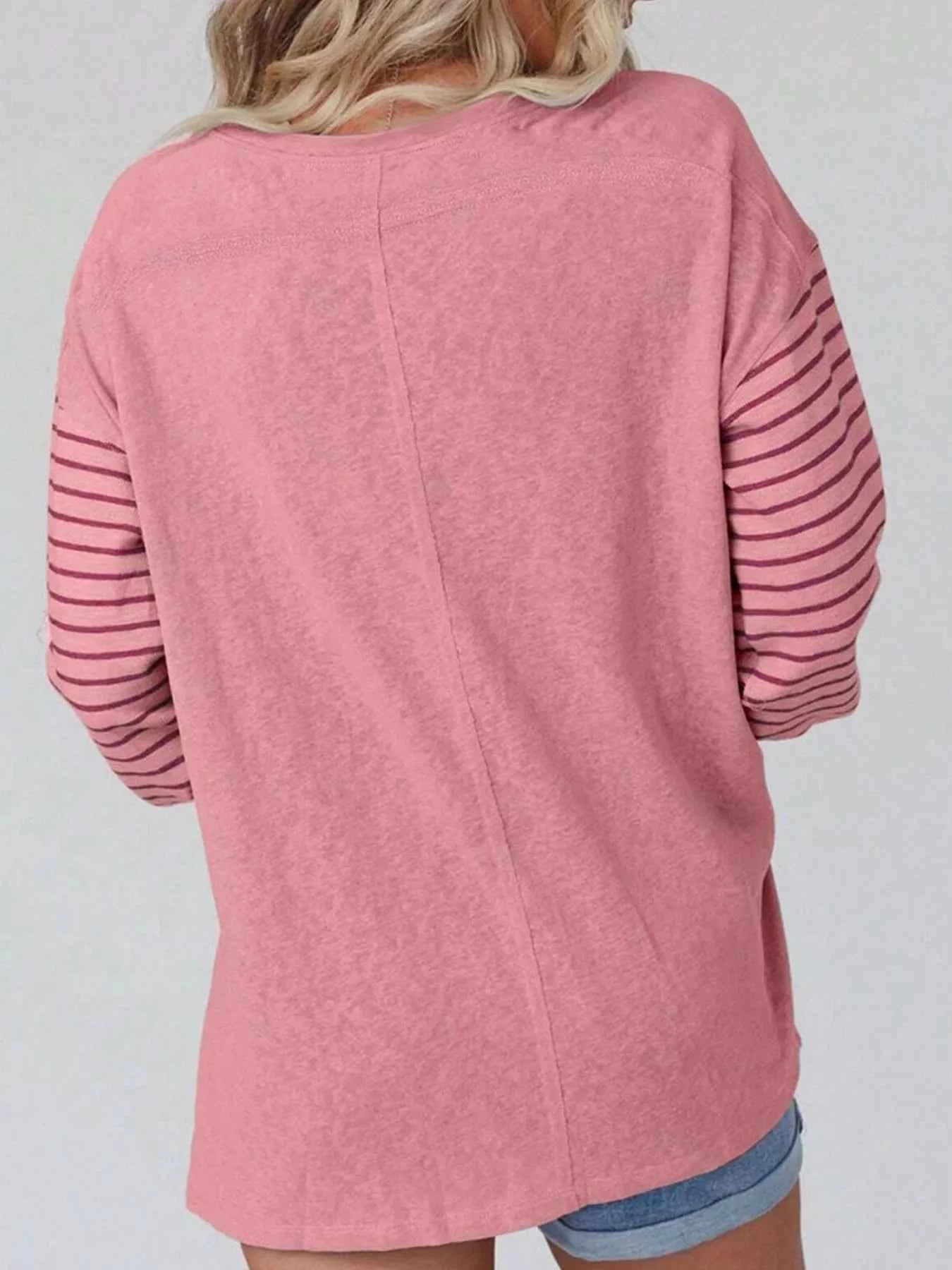 Striped Color Block Long Sleeve T-Shirt