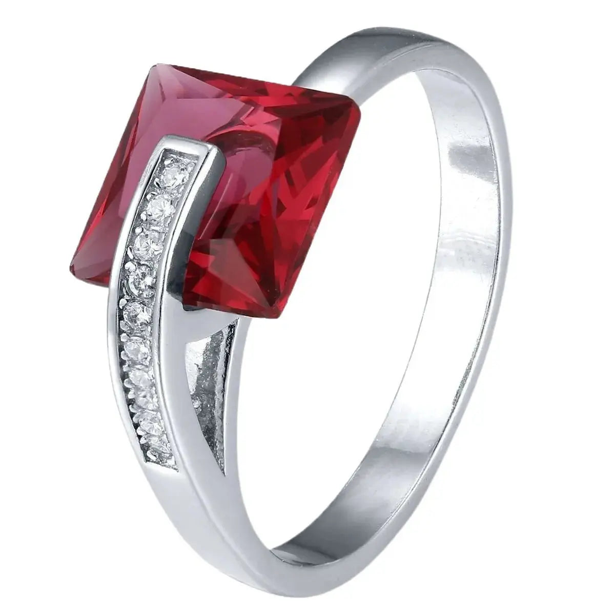 925 Sterling Silver Inlaid Zircon Ring.
