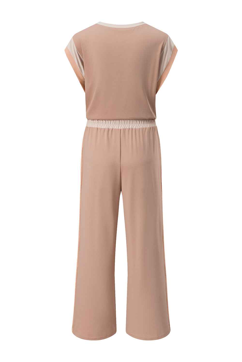 Smoke Gray Color Block Detail Casual Two-piece Set