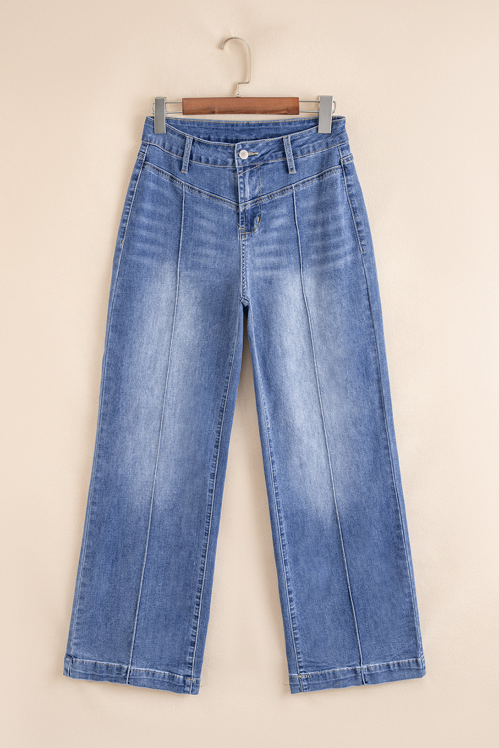 Beau Blue Tailored Center Seam Detail Straight Loose High Rise Jeans Dear-Lover Dropshipping