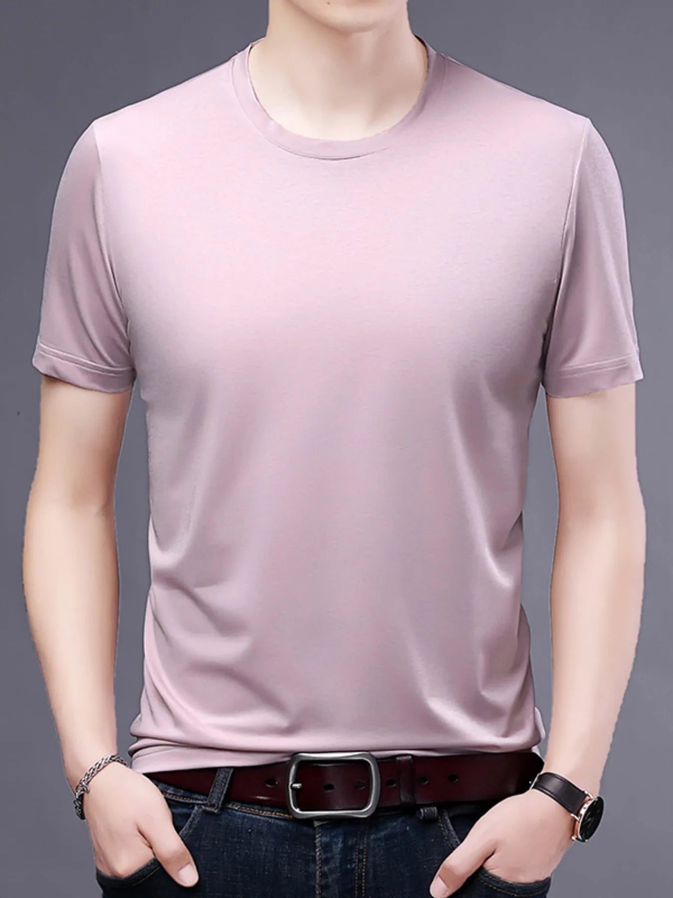 Men's Plus Size Classic Crew Neck Basic T-Shirt.
