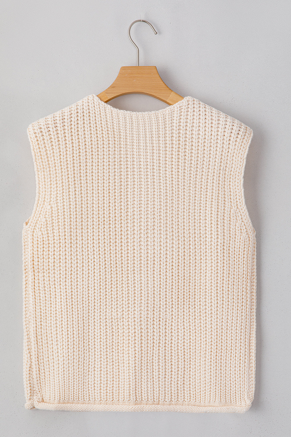White Solid Textured Knit Side Pockets Buttoned Sweater Vest Dear-Lover Dropshipping