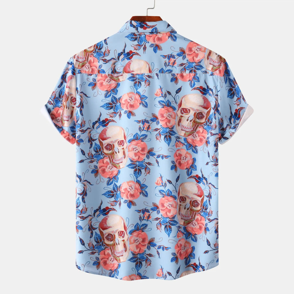Men's Full Size Printed Short Sleeve Casual Shirt Plus Size.