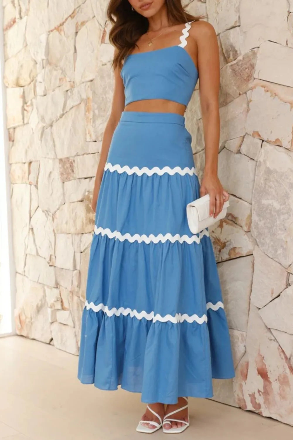 Contrast Trim Cami and Maxi Skirt Set - CHIC TB