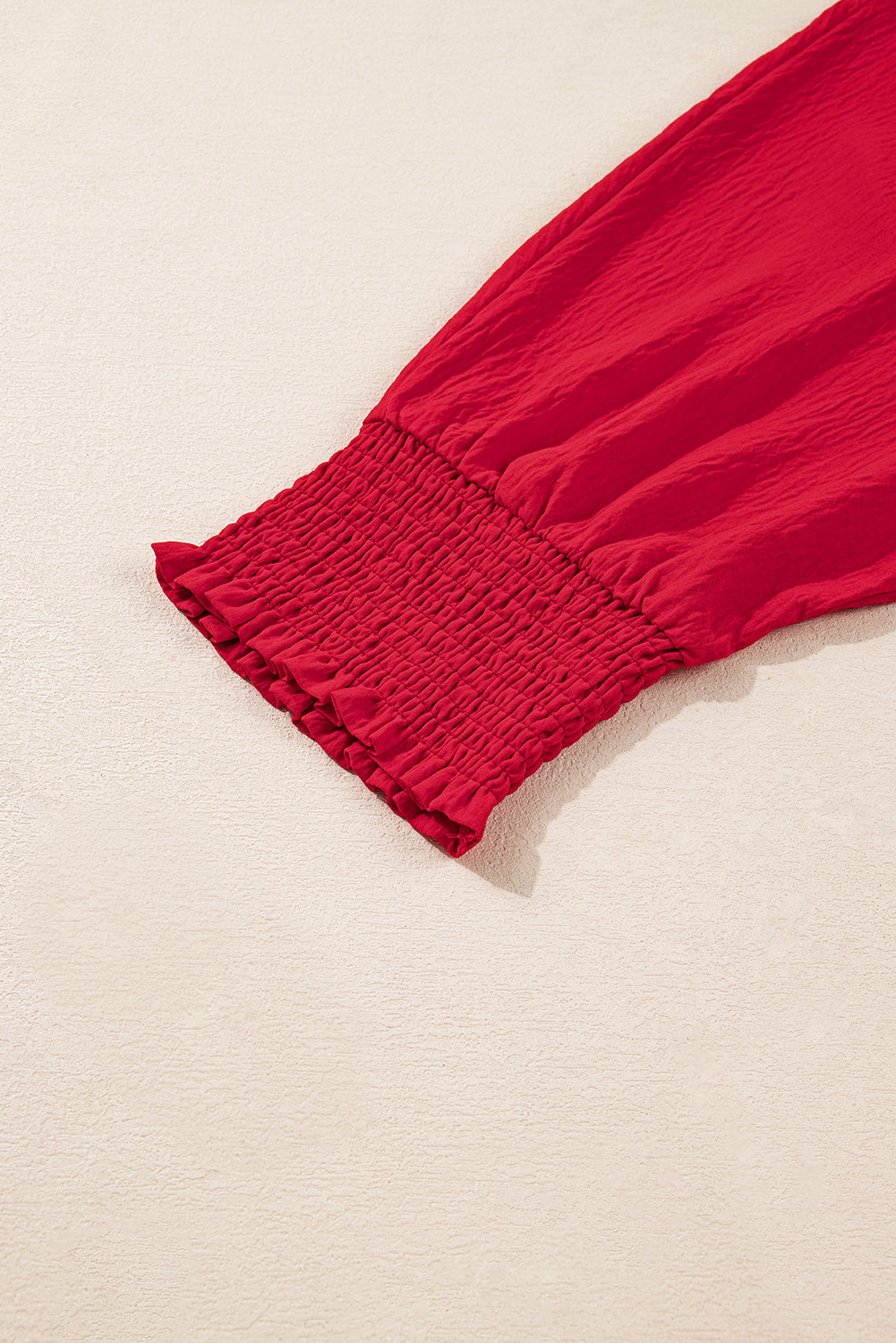 Fiery Red Plus Size Smocked Cuff Dolman Oversized Tunic Blouse Dear-Lover Dropshipping