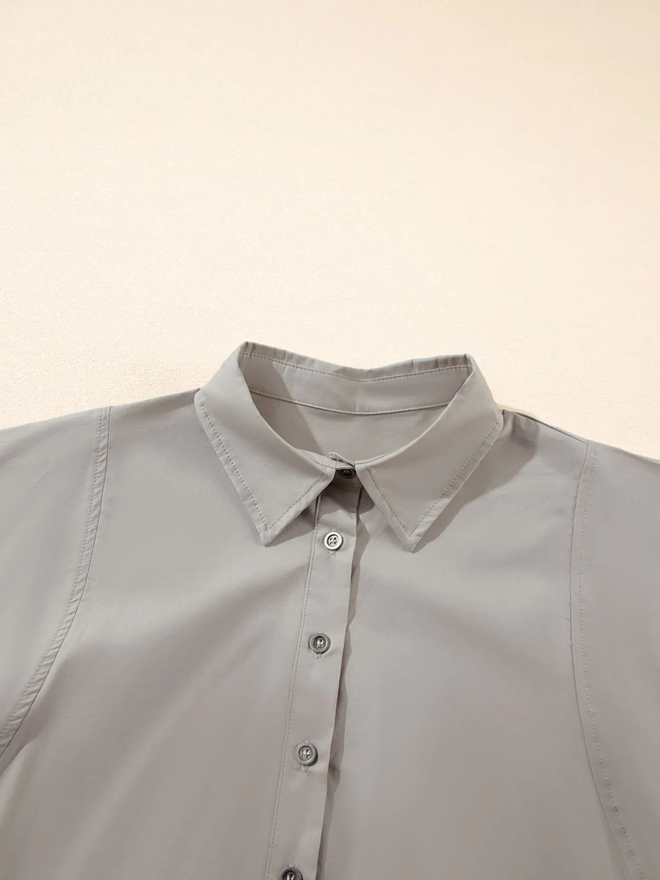 Button Up Lantern Sleeve Shirt.