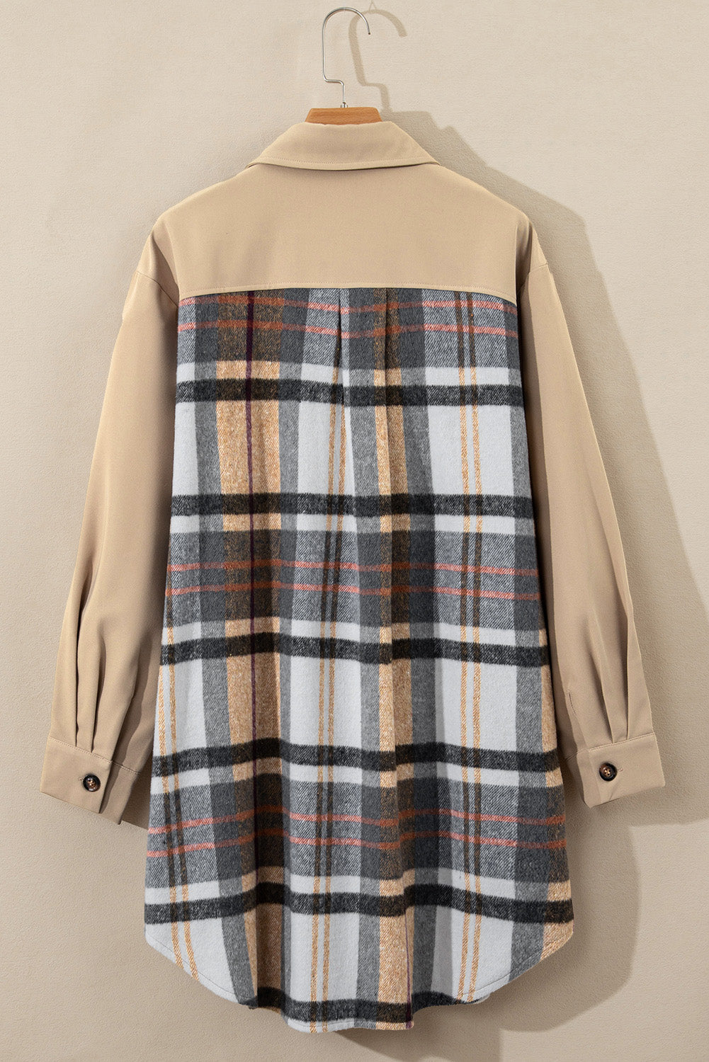 Khaki Plaid Patchwork Long Sleeve Shirt Mini Dress Dear-Lover Dropshipping