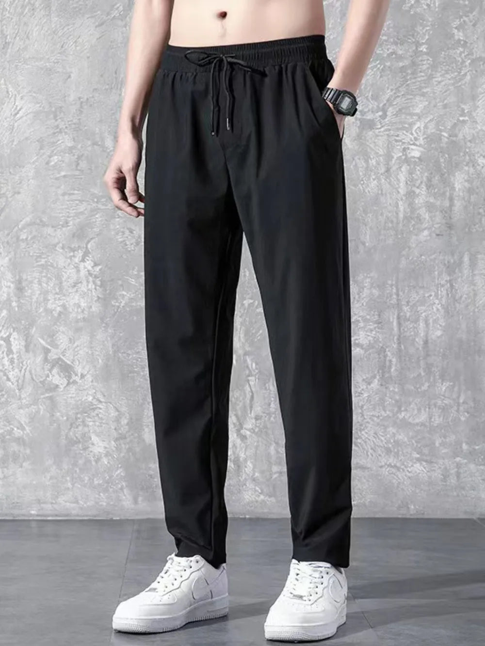 Men's Plus Size Drawstring Pants with Pockets.