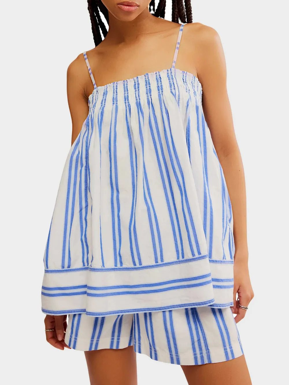 Smocked Square Neck Cami and Shorts Set - CHIC TB