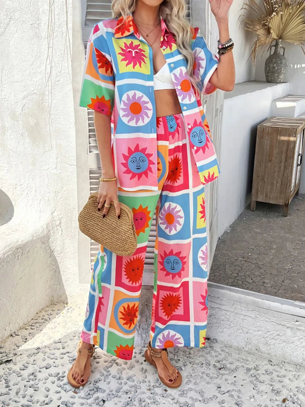 Half Sleeve Top and Pants Set - CHIC TB