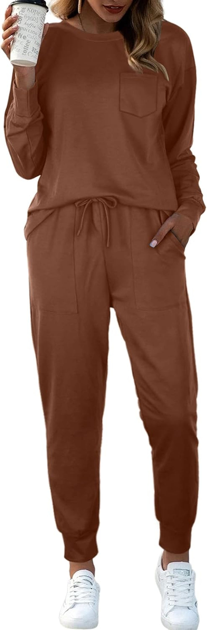 Bofell Lounge Sets for Women Two Piece Travel Outfits Sweatsuits 2 Piece Fashion 2024 Trendy Pajamas