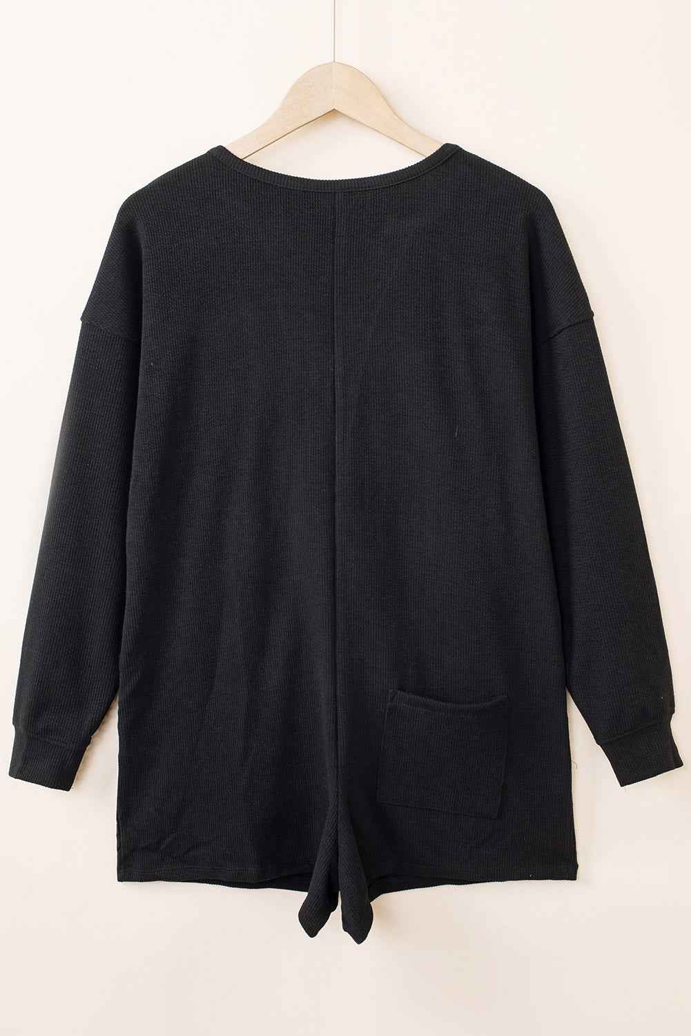 Notched Neck Long Sleeve Romper