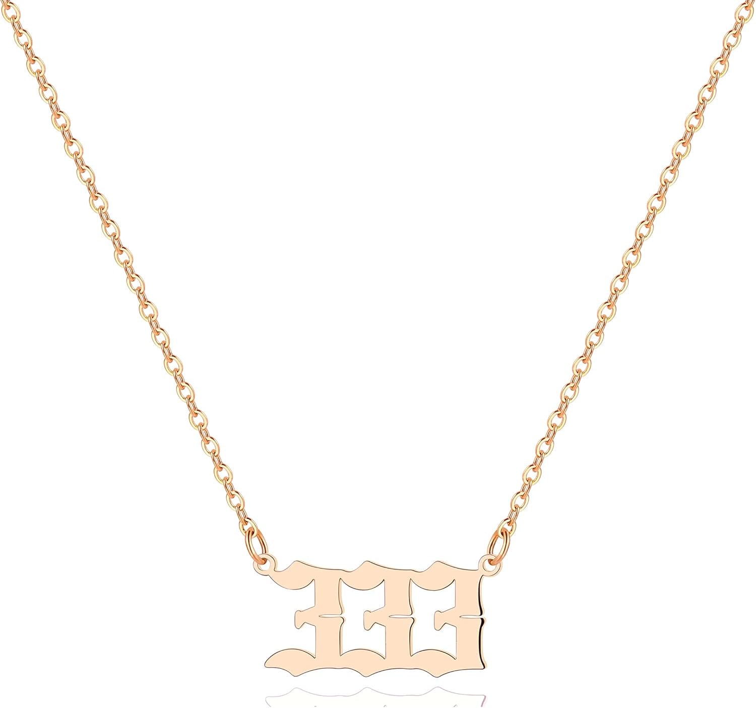 Angel Number Necklace for Women, 18K Gold Plated 000 111 222 333 444 555 666 777 888 999 Necklace Numerology Jewelry