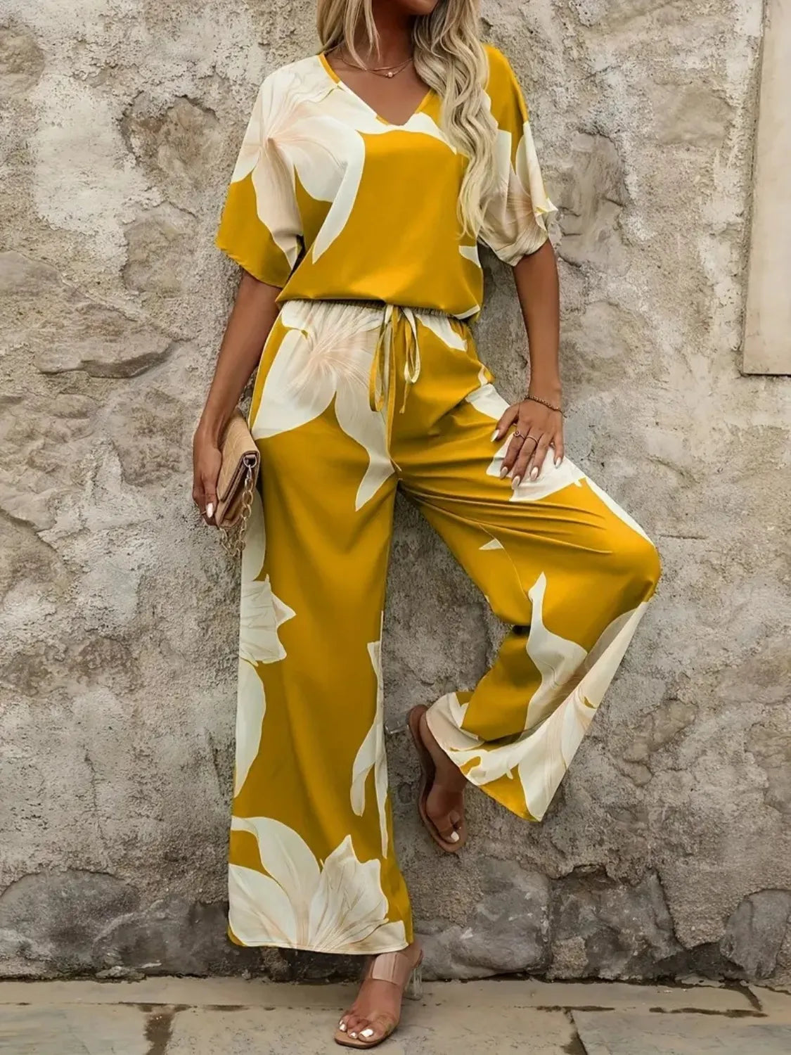 Top and Wide Leg Pants Set WOMEN - CHIC TB