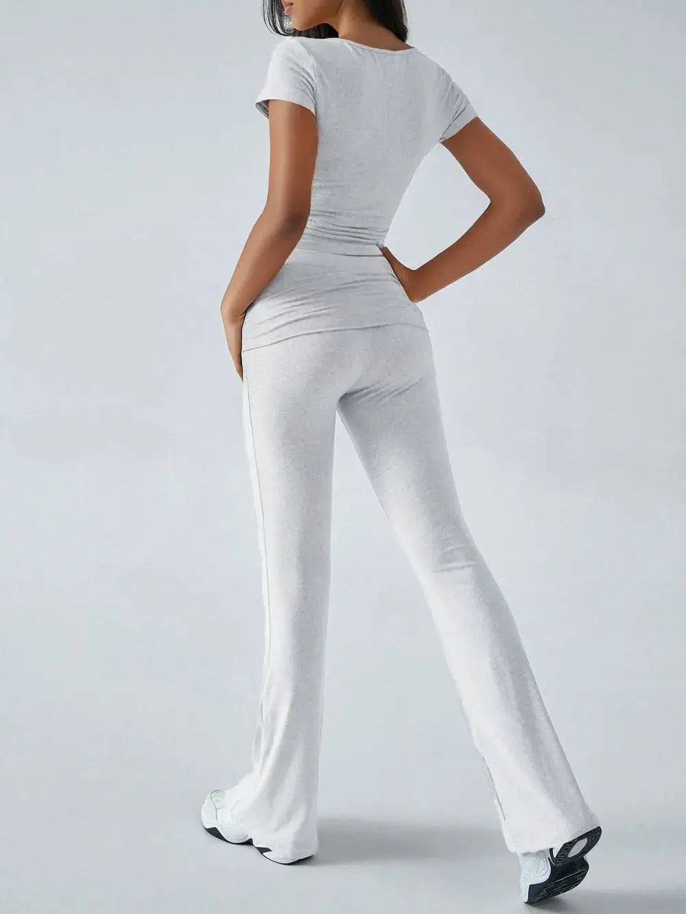 Devine Short Sleeve Top and Bootcut Legging Set.