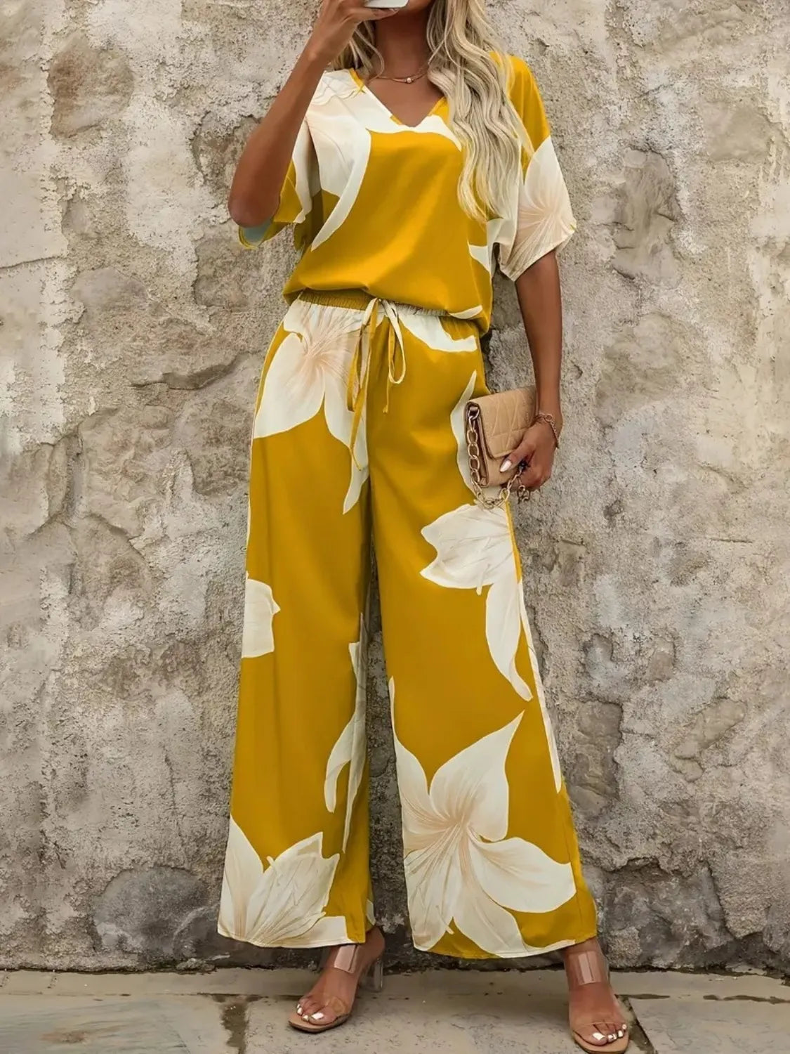 Top and Wide Leg Pants Set WOMEN - CHIC TB