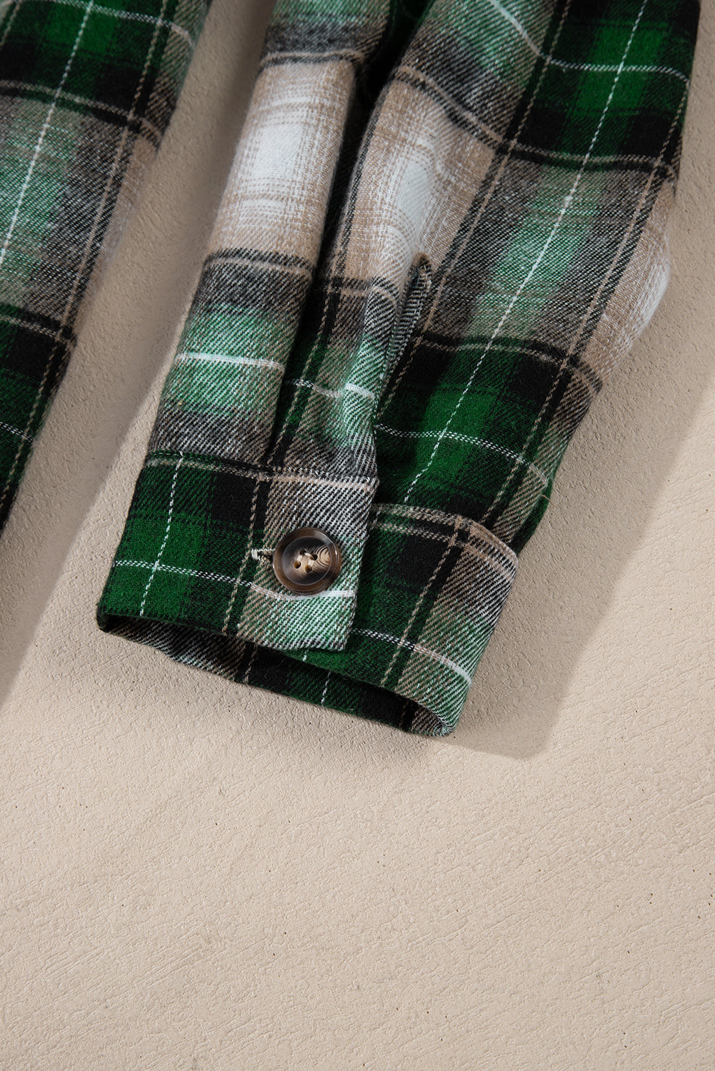 Green Plaid Print Chest Pocket Buttoned Hooded Shacket Dear-Lover Dropshipping