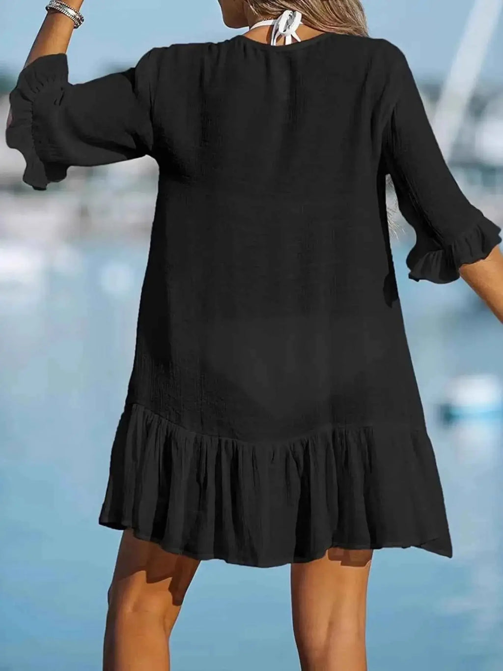 V-Neck Button Down Beach Cover Up Dress.