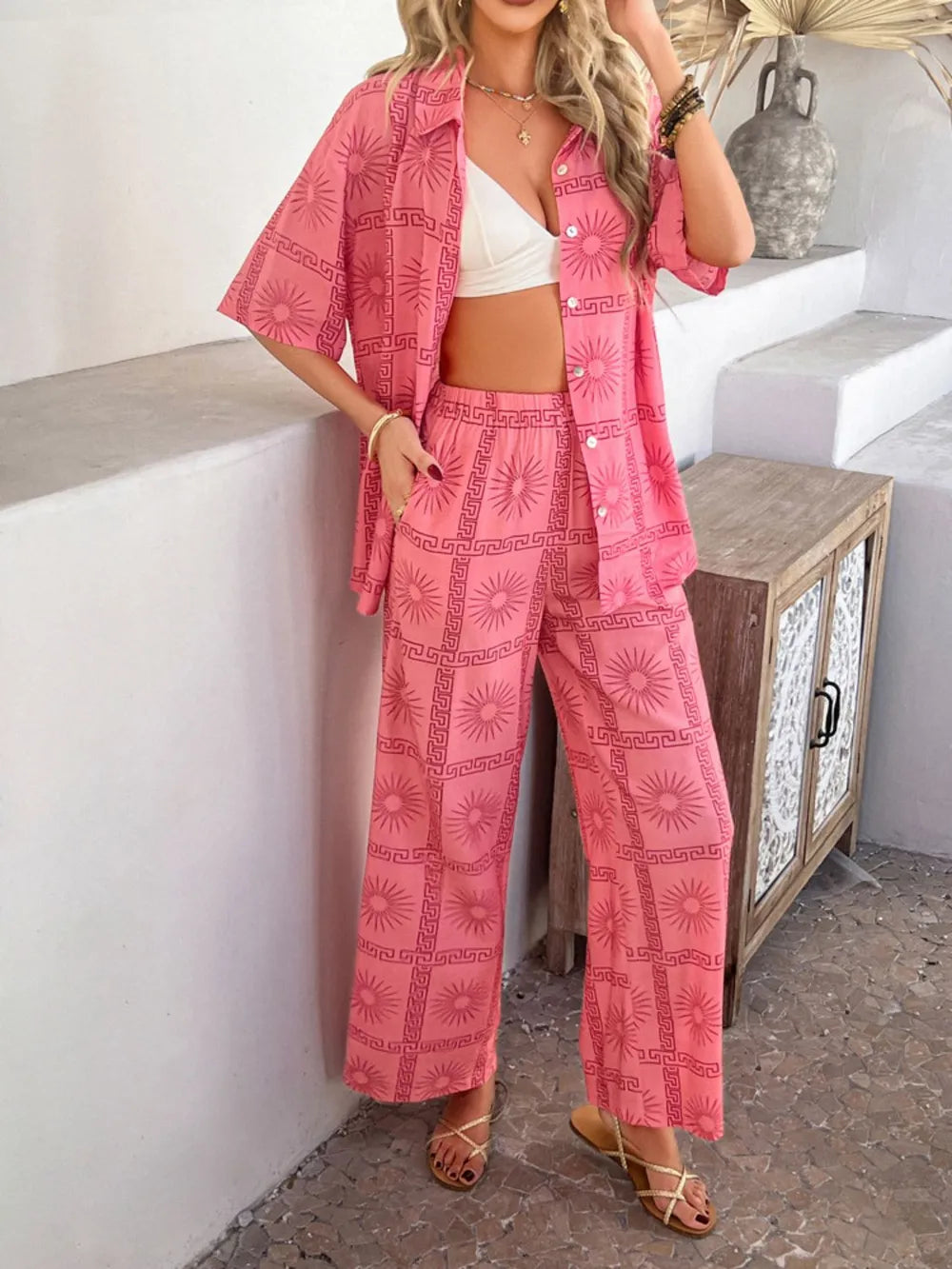 Button Down Shirt and Pants Set - CHIC TB