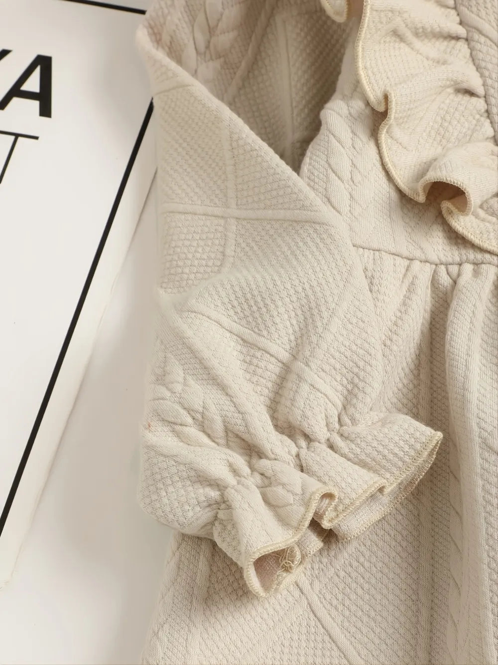 Children's Ruffled Bow Collared Neck Dress.