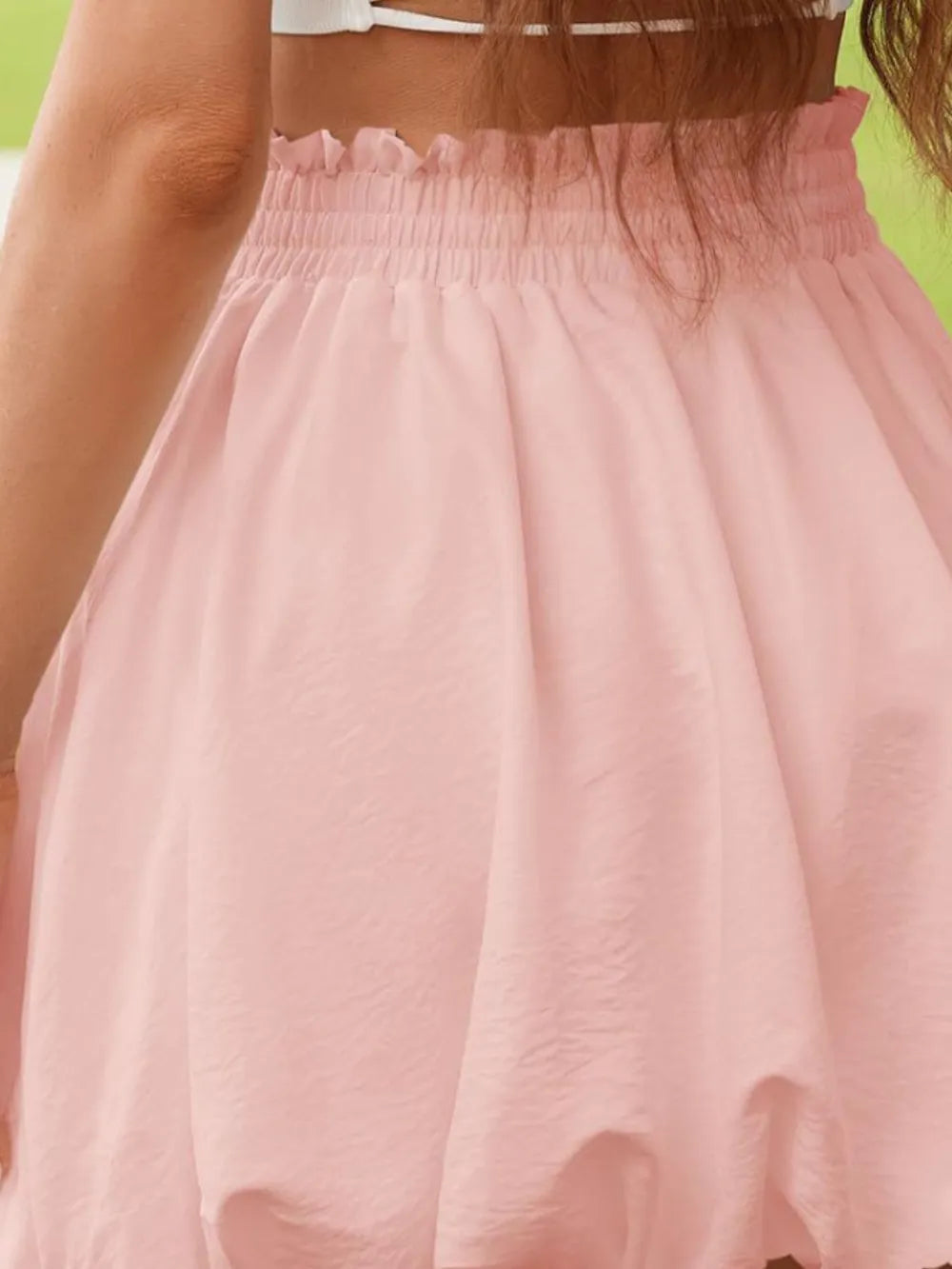 Frill Smocked Mini Skirt.