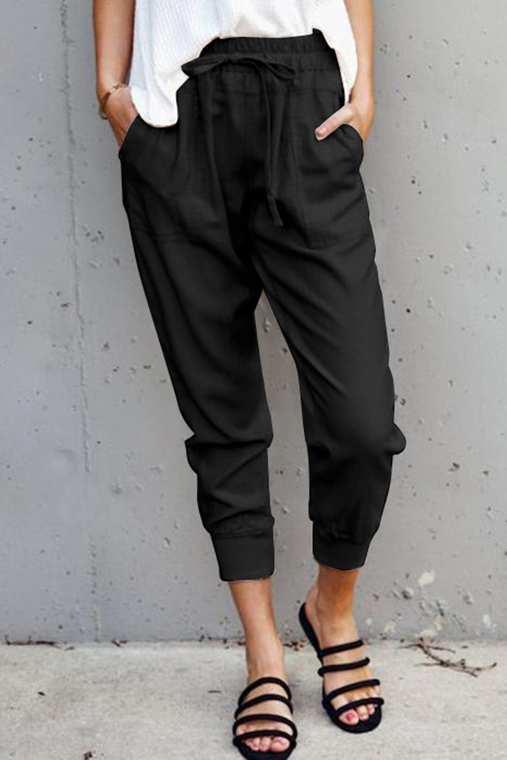 Black Causal Pockets Pants Dear-Lover Dropshipping