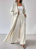 Contrast Trim Cardigan and Pants Set