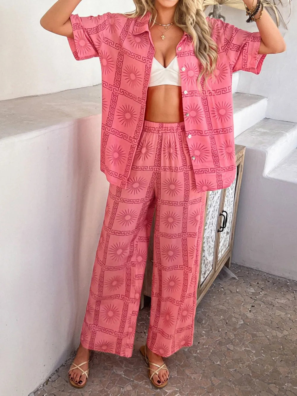 Button Down Shirt and Pants Set - CHIC TB