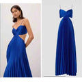 Summer New Solid-Colored Slip Dress With Ties And Pleats