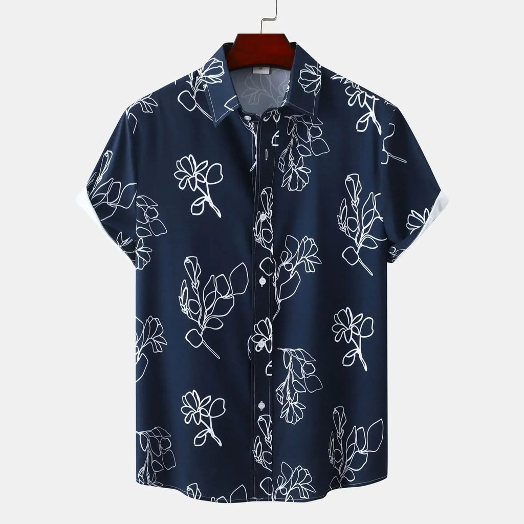 Men's Plus Size Printed Short Sleeve Casual Shirt.