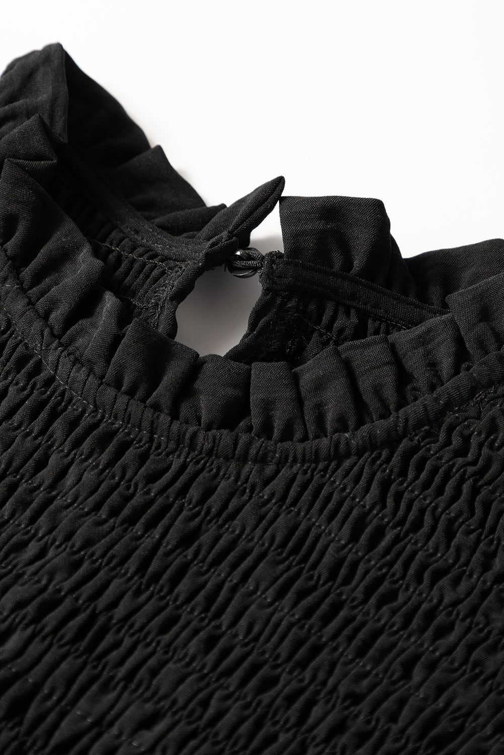 Black Ruffle Short Sleeve Shirred Peplum Top Dear-Lover Dropshipping