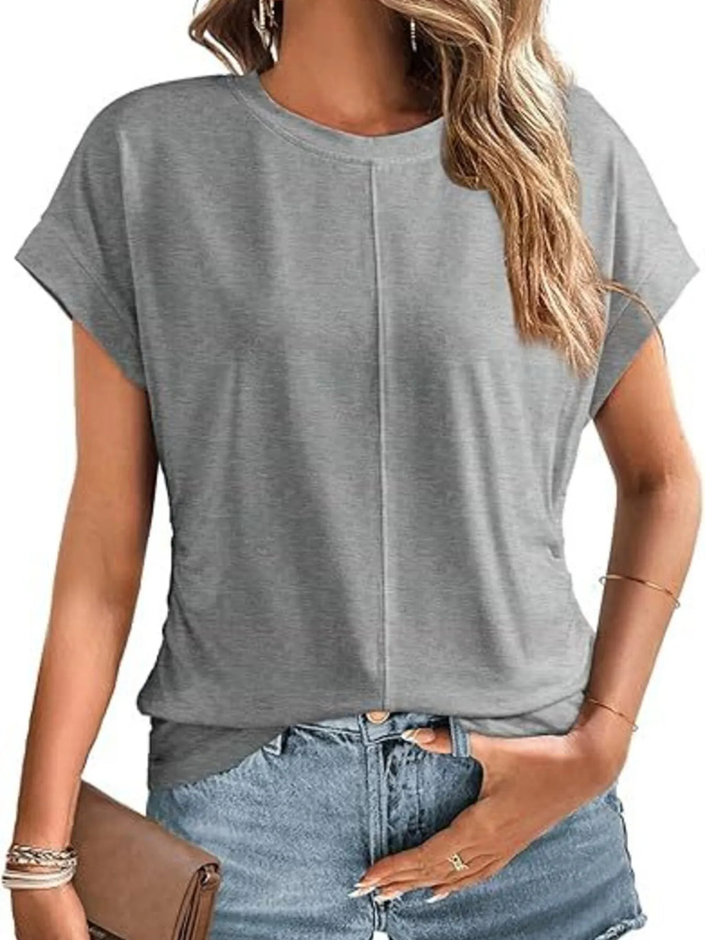 Round Neck Short Sleeve women  T-Shirt.