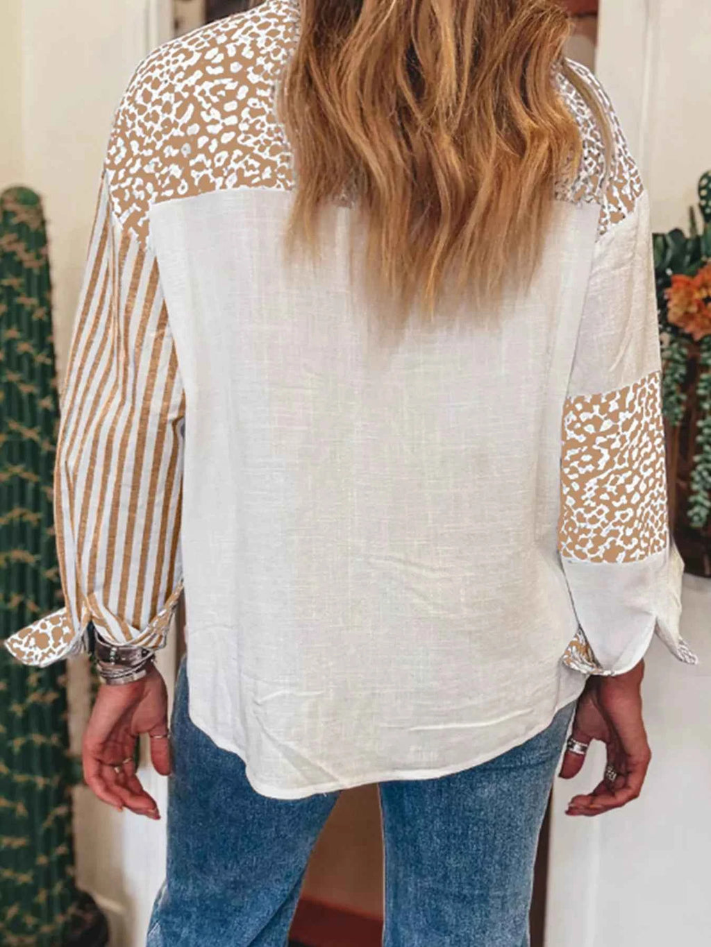 Leopard Striped Western Casual Shirt.