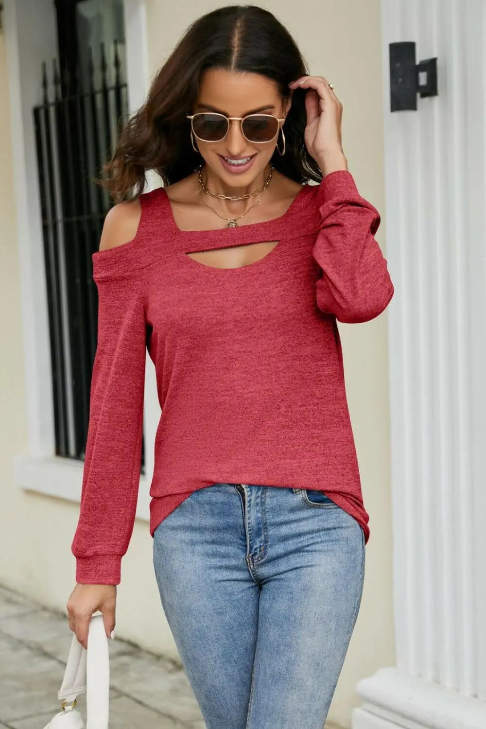 Cutout Cold-Shoulder Top.