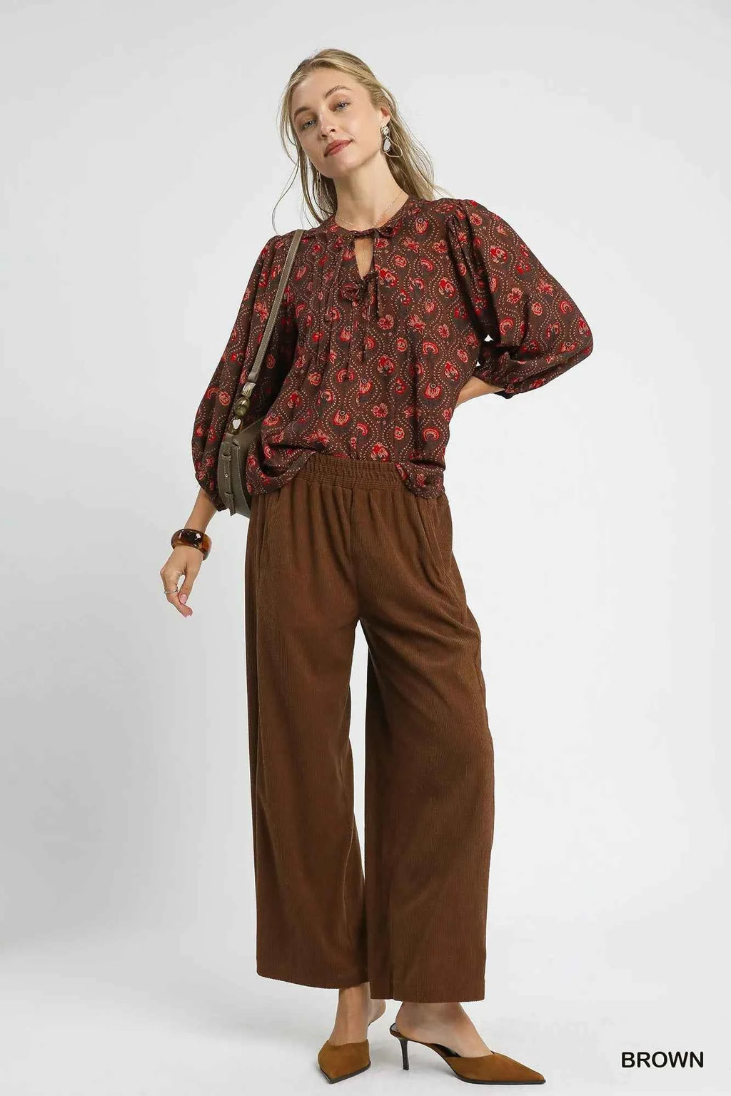 Umgee Wide-Leg Corduroy Pants