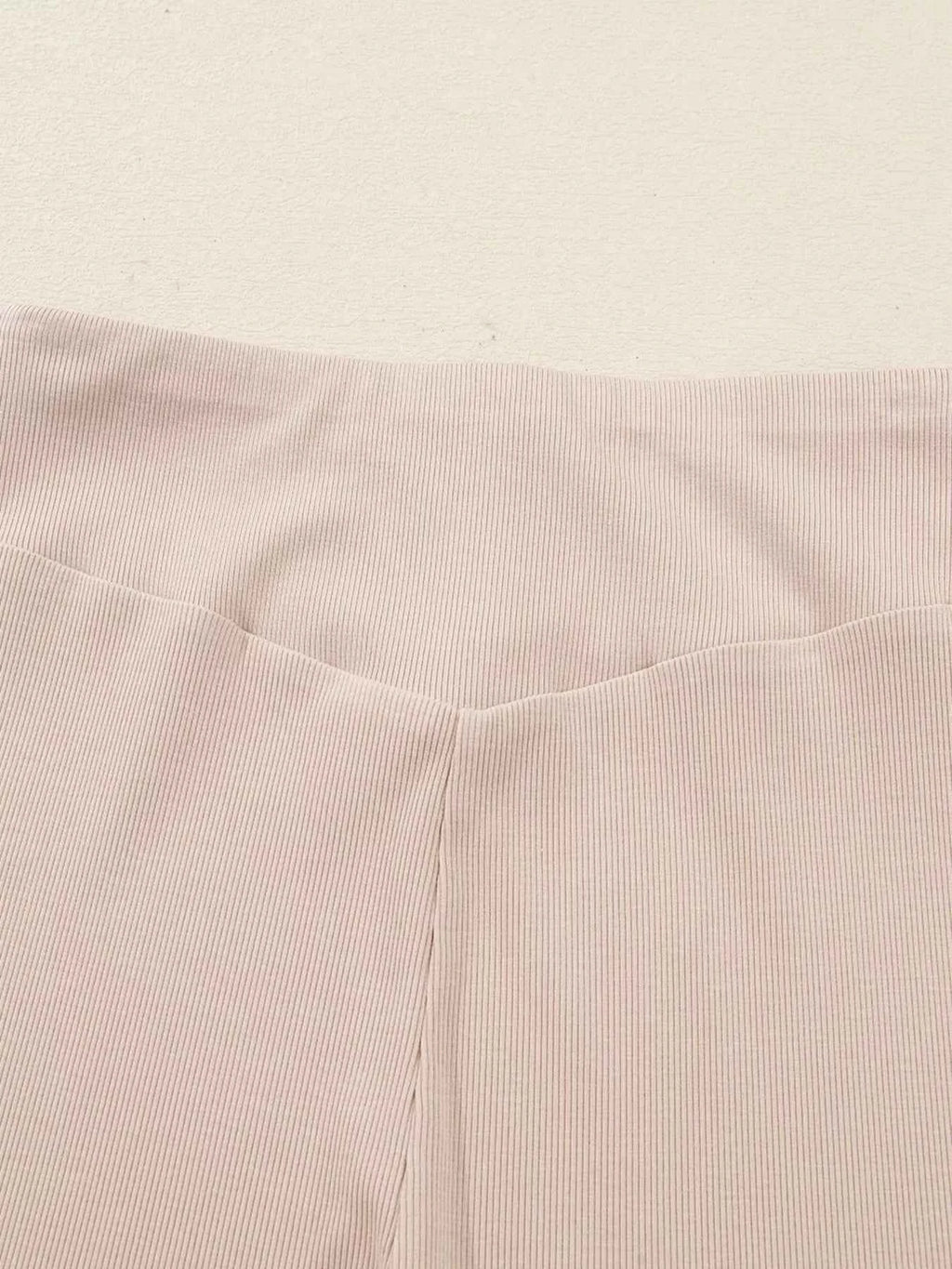 Solid Color Oversize Slit Sweatshirt and Ribbed Leggings 2pcs Set