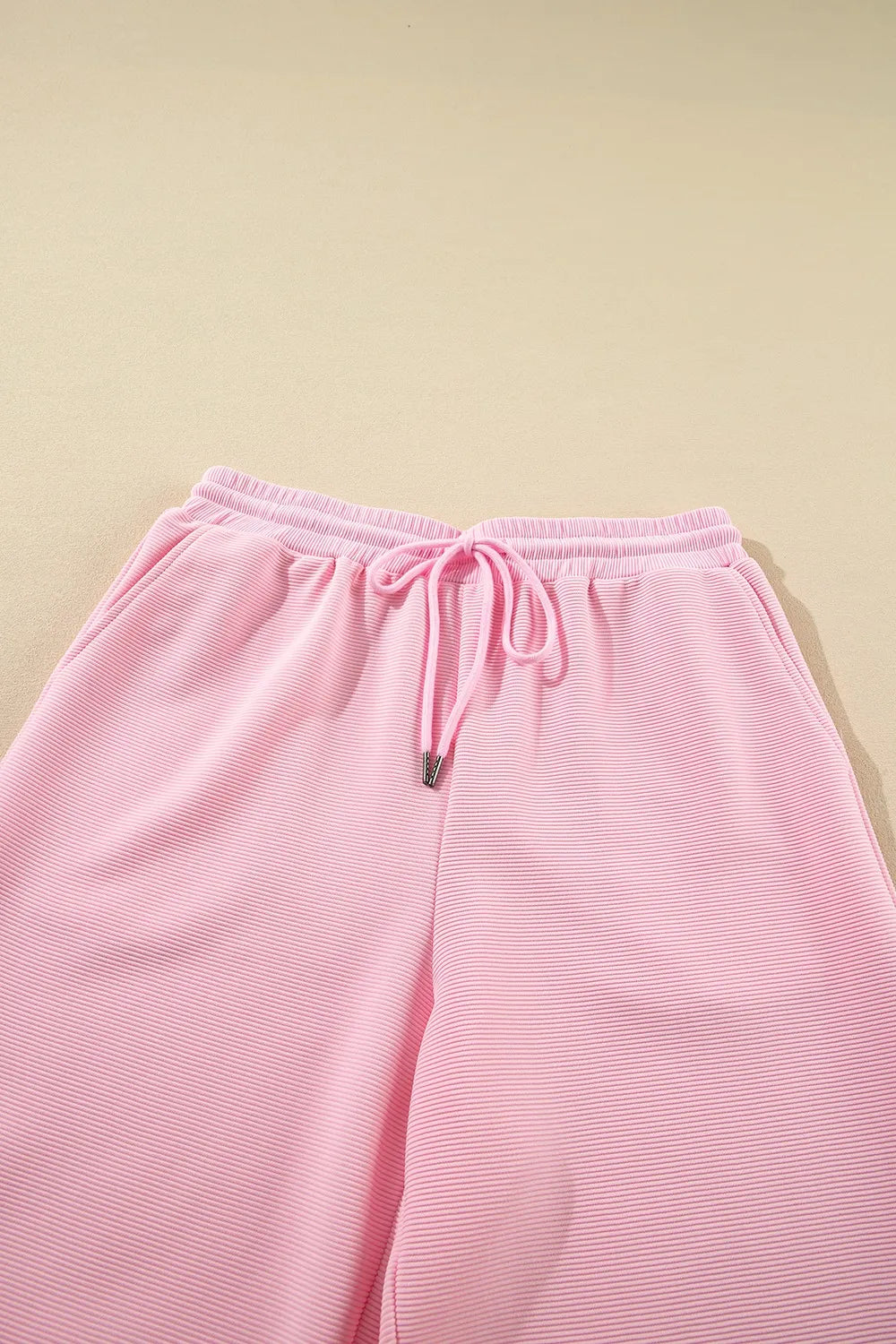 Ruffled Sleeve Zipped Top and Wide Leg Pants Set.