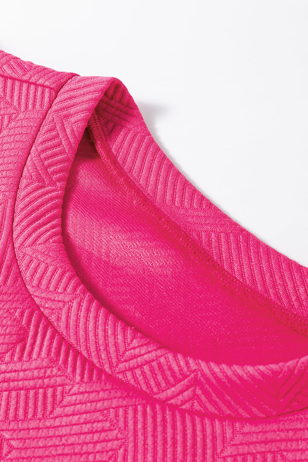 Rose Red Textured Puff Sleeve Top and Pants Set Dear-Lover Dropshipping