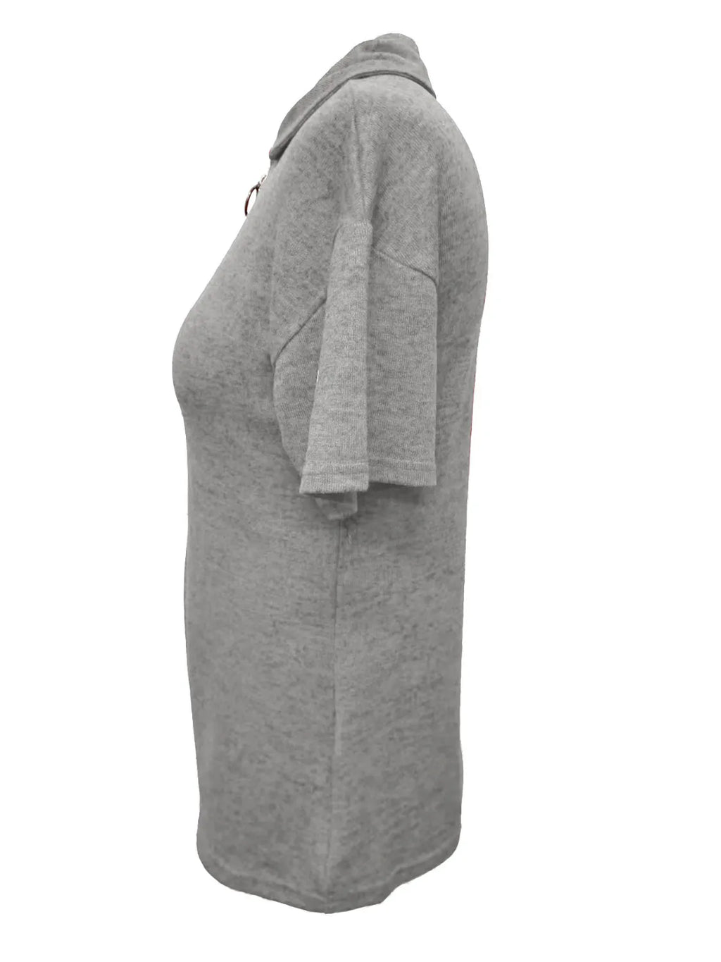 Zip Collar Short Sleeve Top.