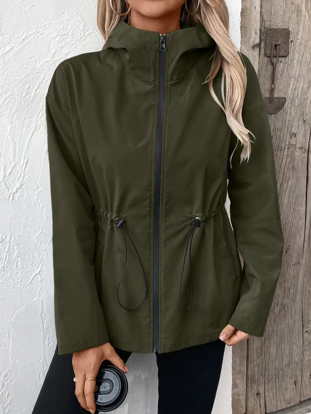 Zip Up Hooded Jacket Rain coat.