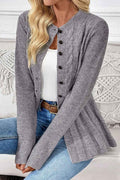 High Cable Knit Cardigan Sweater