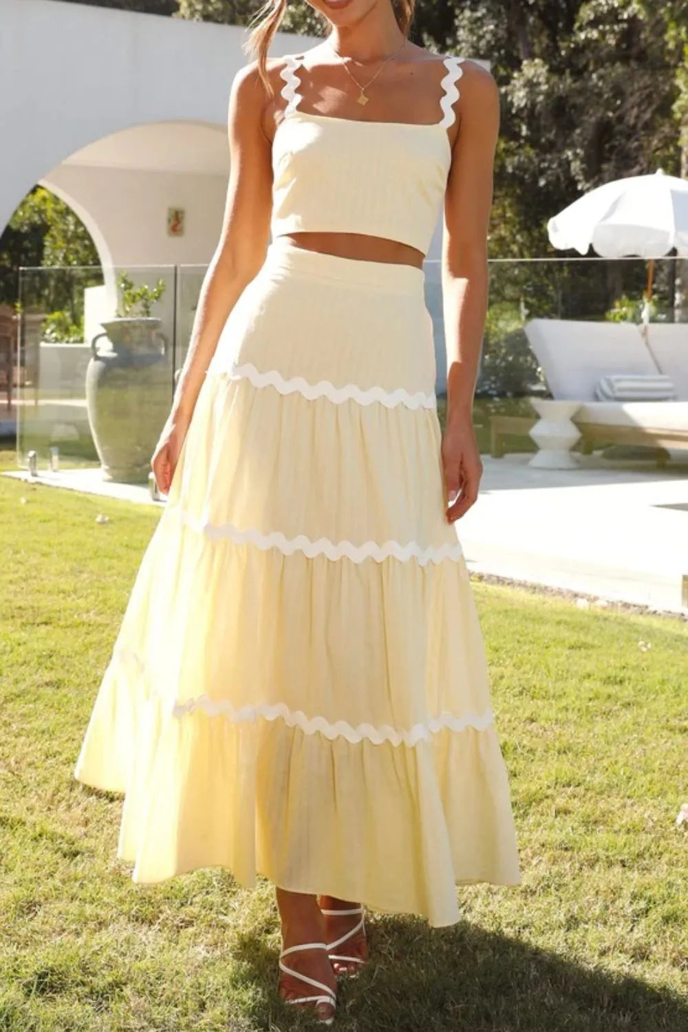 Contrast Trim Cami and Maxi Skirt Set - CHIC TB