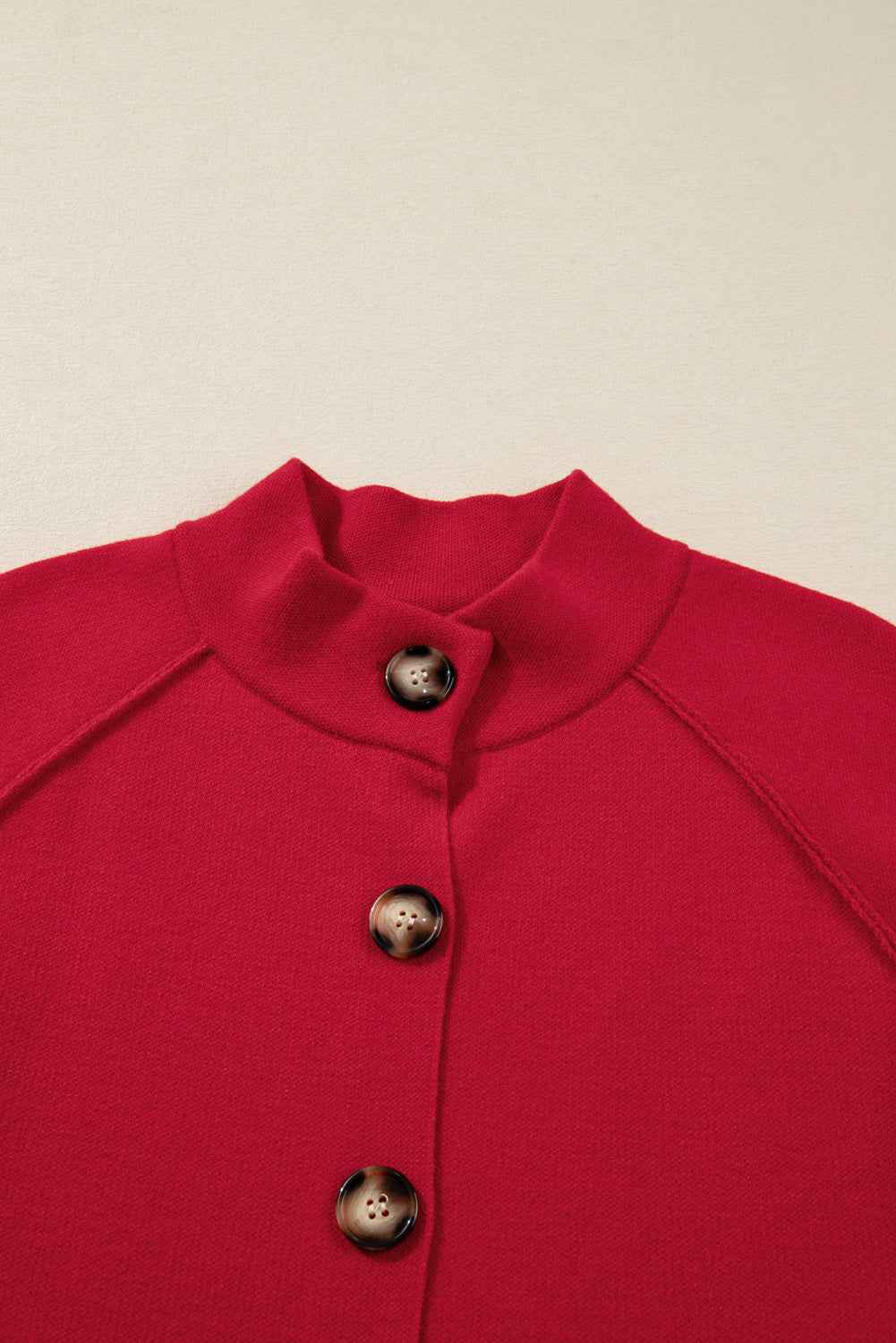 Fiery Red Collared Button Front Wrapped Cardigan Jacket