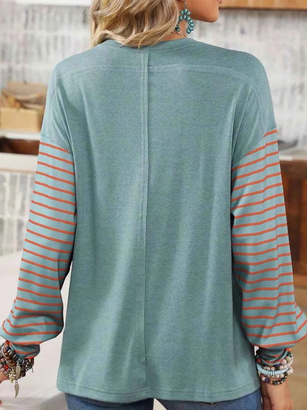 Striped Color Block Long Sleeve T-Shirt