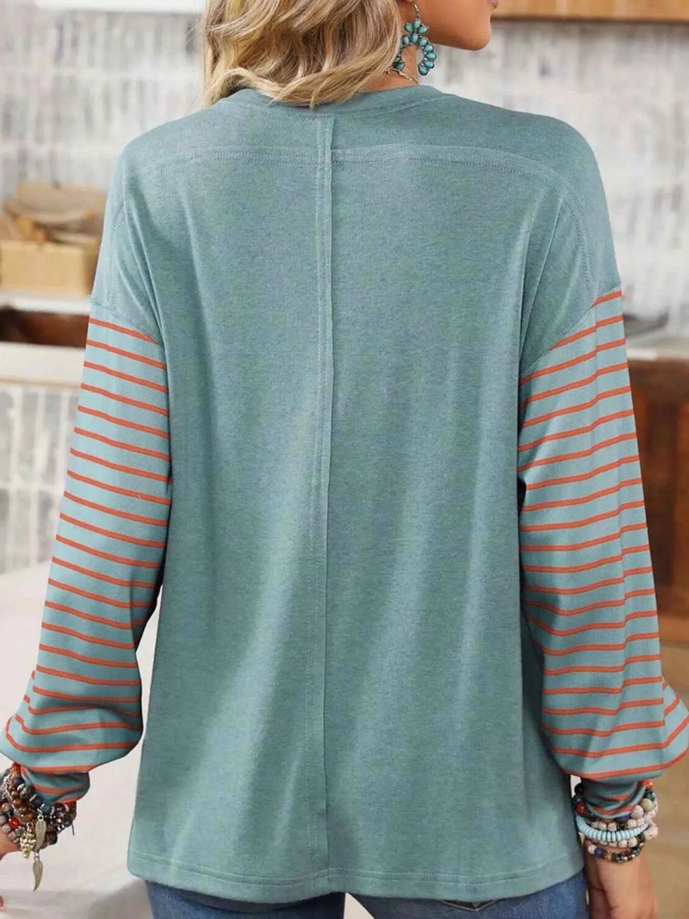 Striped Color Block Long Sleeve T-Shirt