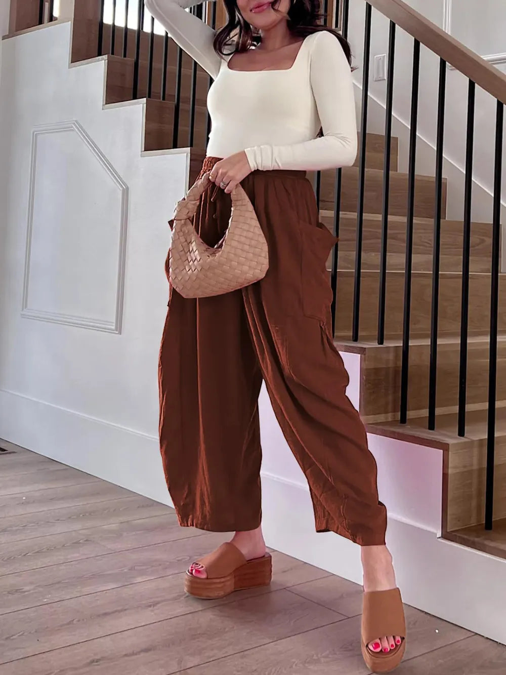 Full Size Drawstring Pants with Pockets Plus Size.