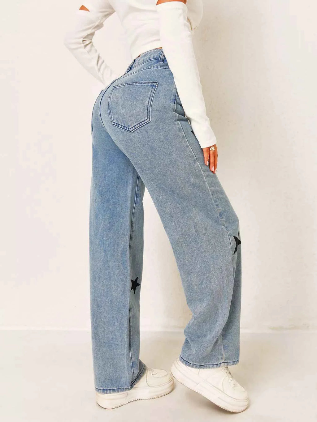 Star High Waist Wide Leg Jeans