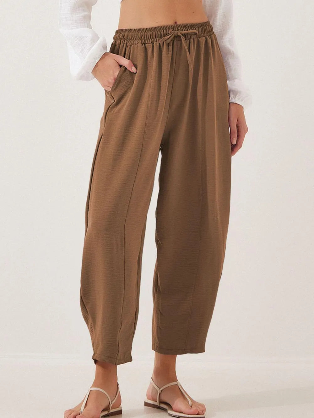 Full Size Drawstring Cropped Jogger Pants Plus Size.